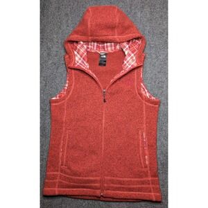The North Face Vest M Womens Red Crescent Novelty Knit Hooded Full Zip